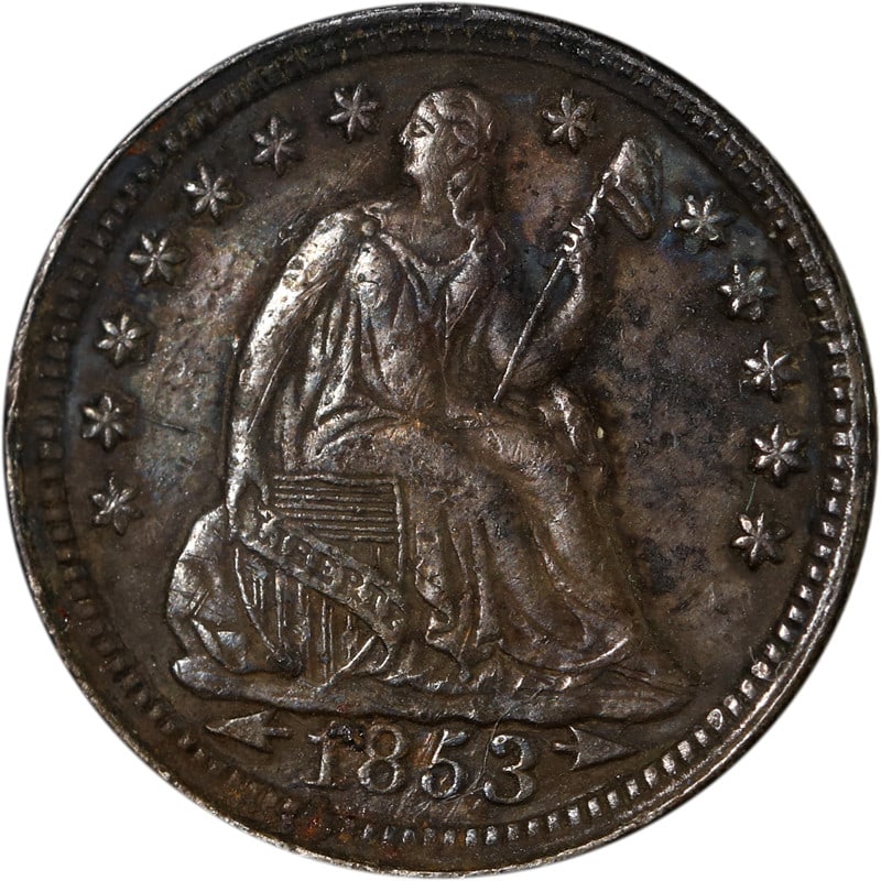 1853 Philadelphia Seated Liberty silver half dime Arrows at Date (1 of 2)