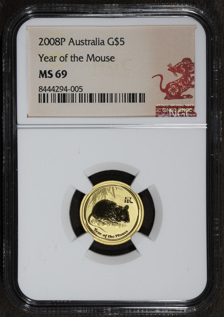 2008 Australia Lunar Mouse 1 10 oz Gold Coin NGC MS69 (1 of 2)