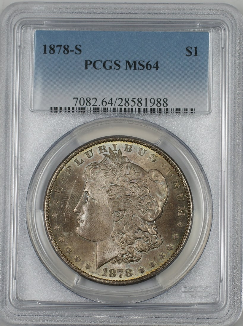 PCGS MS64 1878-S Morgan Dollar San Francisco Mint Silver Toned (1 of 2)