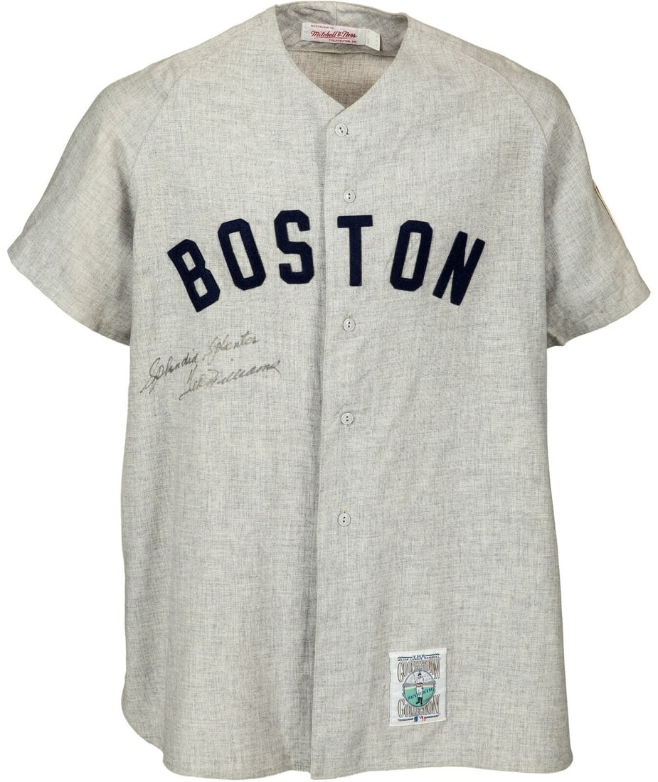 Ted Williams Signed Boston Red Sox Jersey with Splendid Splinter Inscription: Ted Williams Signed Boston Red Sox Jersey with Splendid Splinter Inscription Celebrate the legacy of baseball legend Ted Williams with this signed and inscribed Boston Red Sox jersey. This original, l