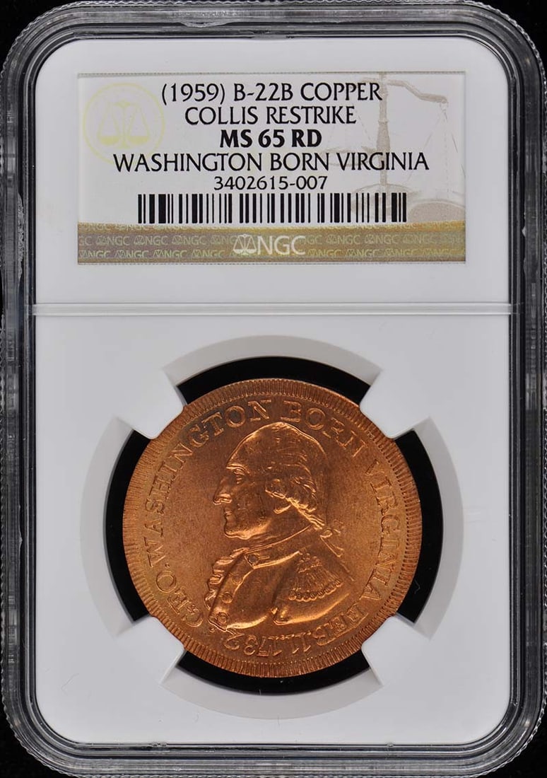 NGC MS65RD Collis B-22B Copper Restrike Coin (1 of 2)