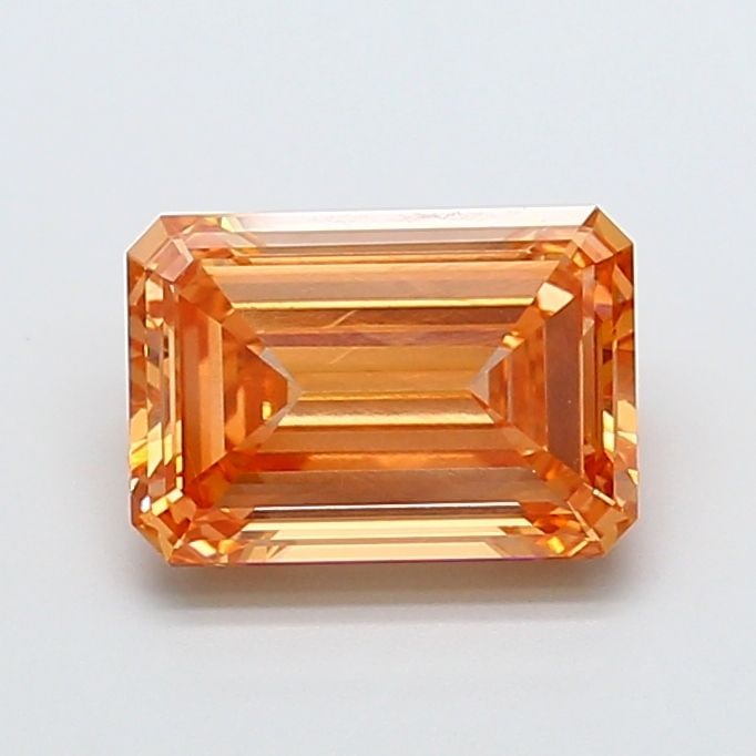 Loose Diamond - EMERALD 4.15ct Fancy Intense Orange VS1: Loose Diamond - EMERALD 4.15ct Fancy Intense Orange VS1 Source: This is a real non-mined Diamond that has been grown in a lab Shape: EMERALD Carats: 4.15 Color: Fancy Intense Orange Certification: