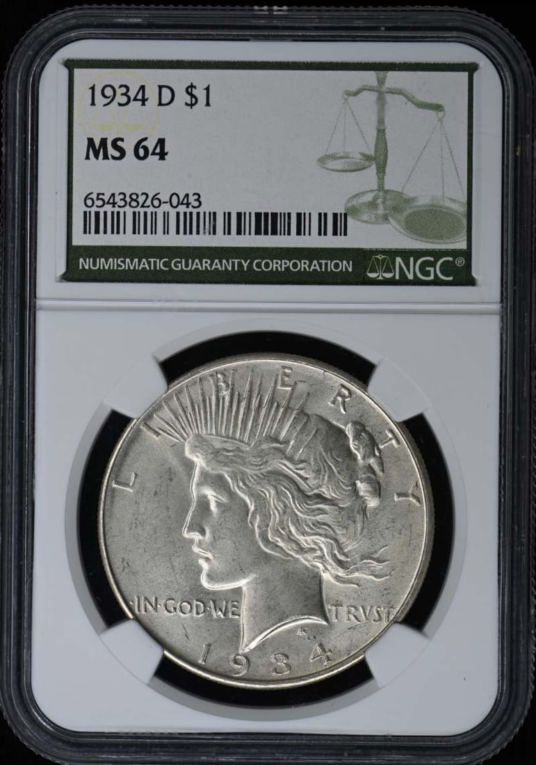 NGC MS64 1934-D Denver Peace Dollar S$1 (1 of 2)