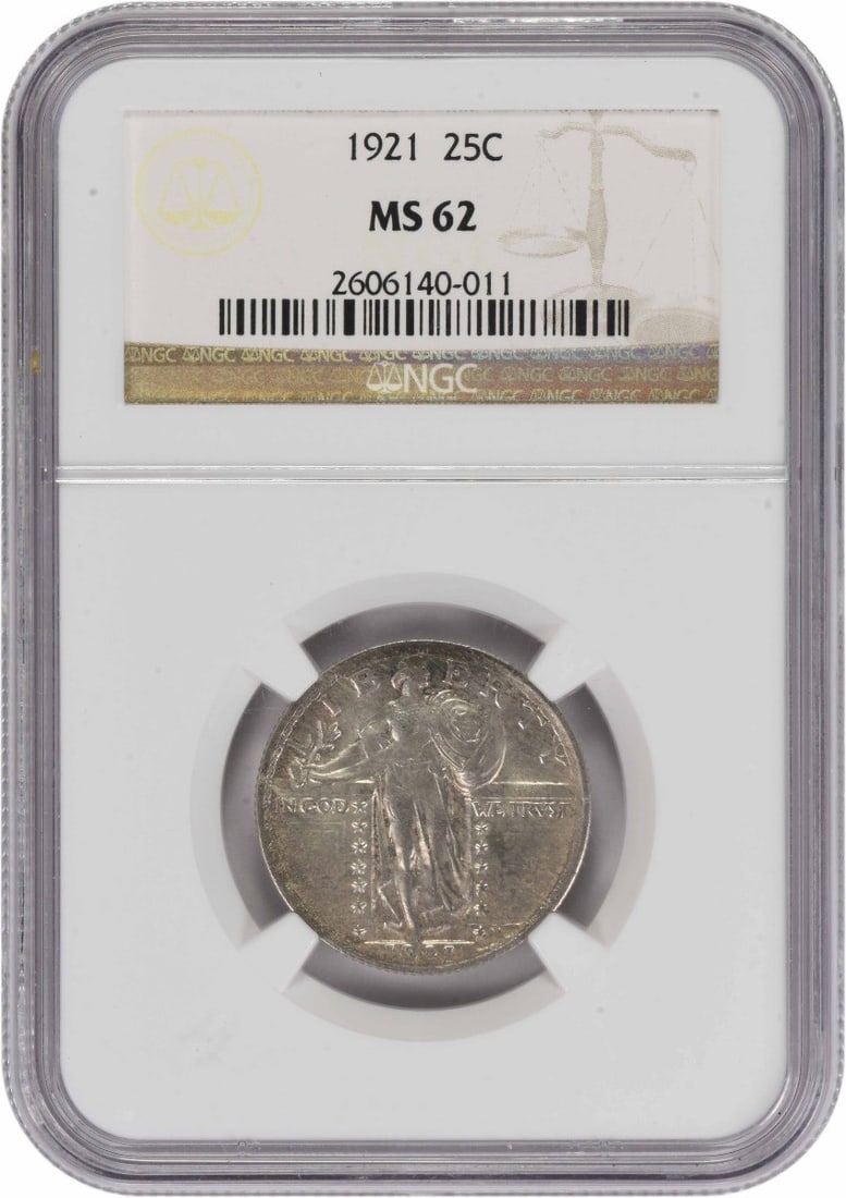 NGC MS62 1921 Standing Liberty 25C Silver Quarter (1 of 4)