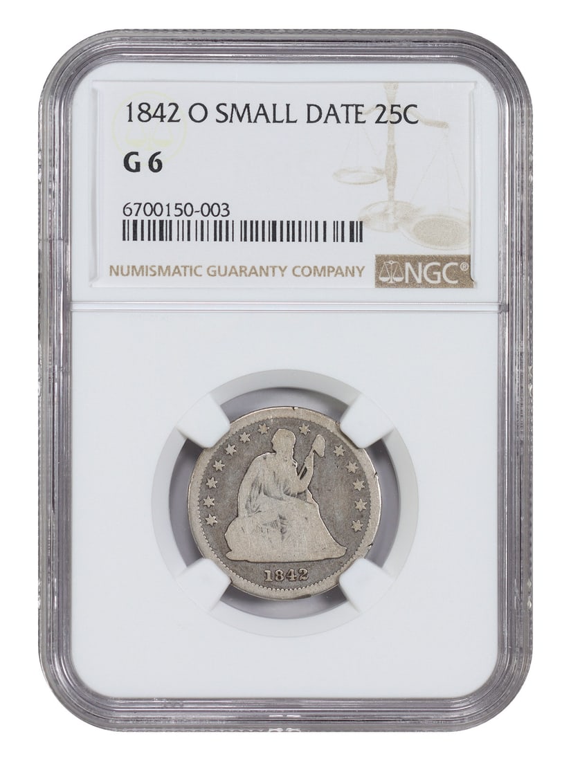 NGC Good 6 1842-O Seated Liberty Quarter Small Date (1 of 4)