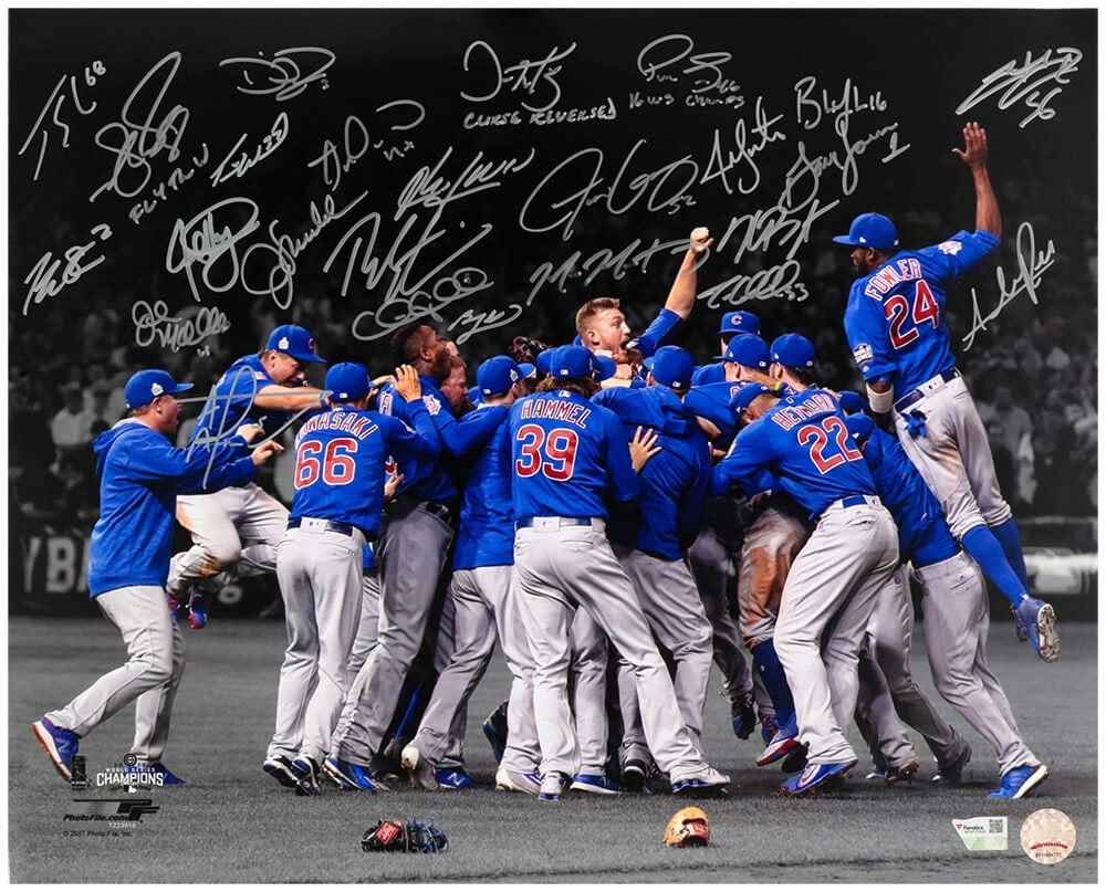 2016 Chicago Cubs Team Signed 16x20 World Series Photo with 25 Autographs (1 of 1)