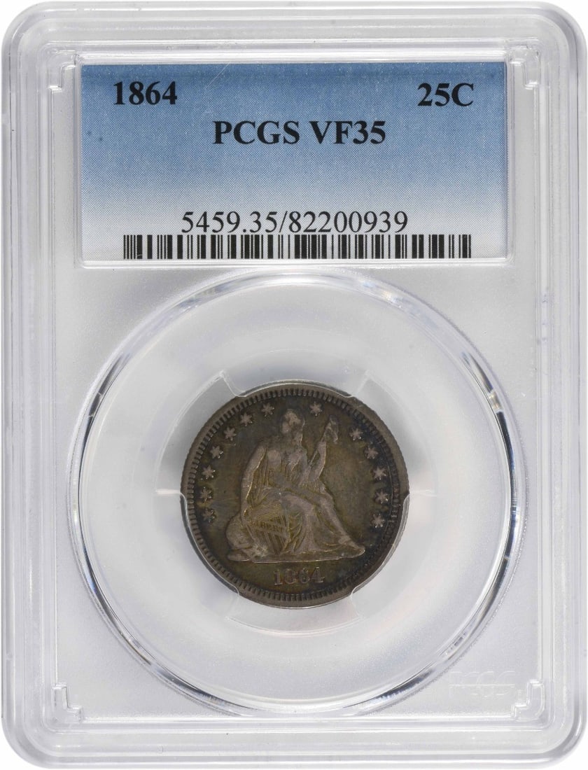 1864 Liberty Seated Silver Quarter VF35 PCGS 90% Silver Rare Coin (1 of 4)