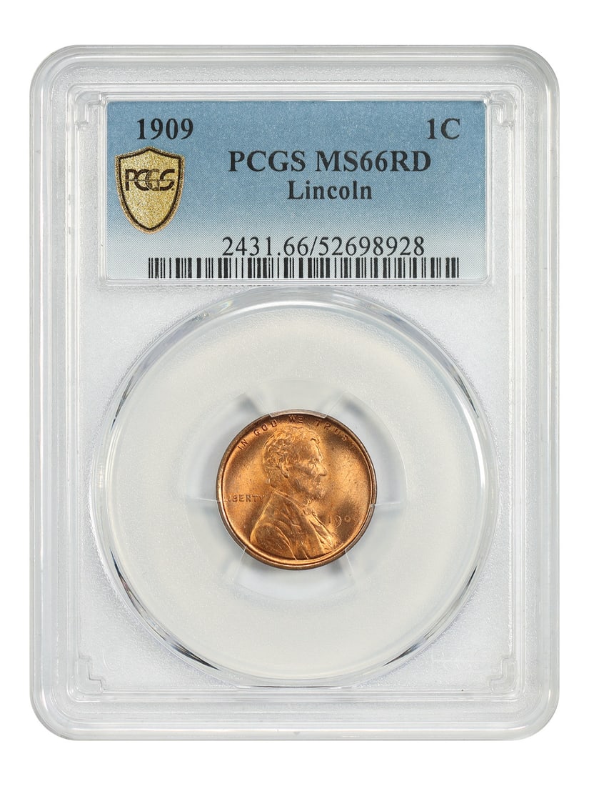 1909 PCGS MS66RD Lincoln Wheat Cent First Year Issue: 1909 PCGS MS66RD Lincoln Wheat Cent First Year Issue This 1909 Lincoln Cent features the Wheat Reverse design and marks the first year of issue for this iconic U.S. coin. Graded MS66RD by PCGS, it is 
