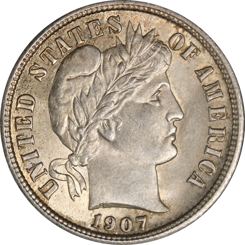 1907-P Barber Dime 90% Silver Choice++ Circulated Coin (1 of 2)