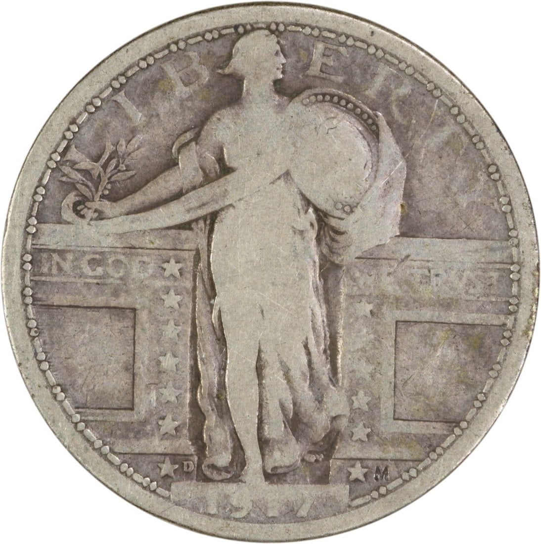 1917-D Standing Liberty Quarter 90% Silver VG Uncertified (1 of 2)