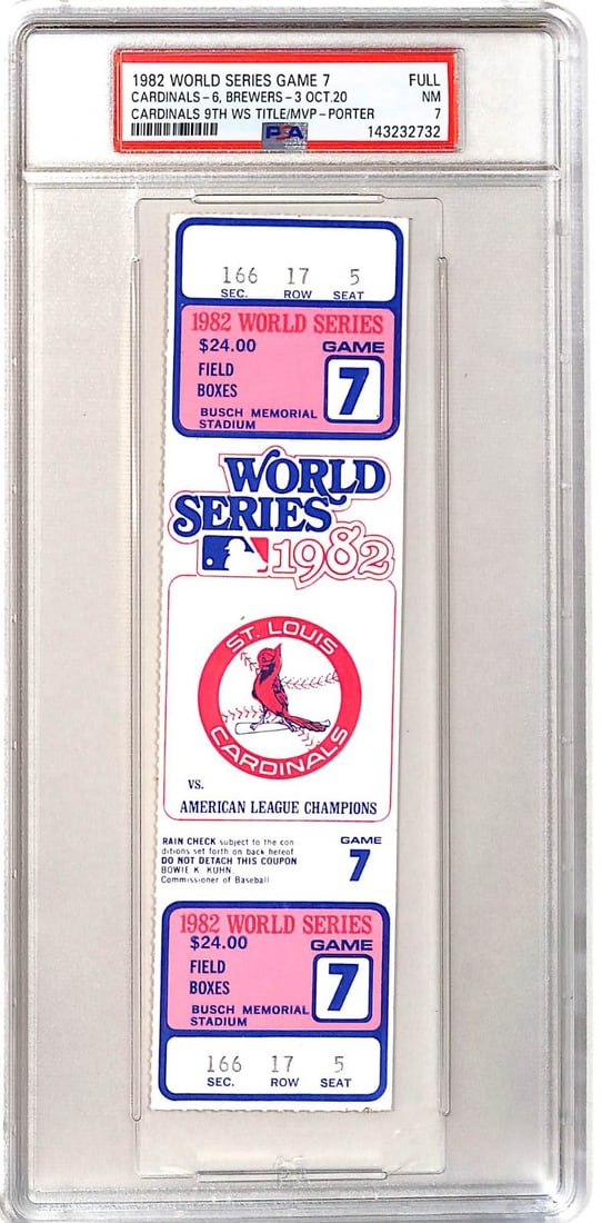 St. Louis Cardinals 1982 World Series Game 7 Ticket PSA 7 (1 of 2)