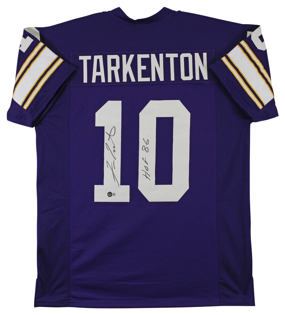 Autographed Fran Tarkenton Purple Jersey With HOF 86 Inscription BAS Witnessed (1 of 4)