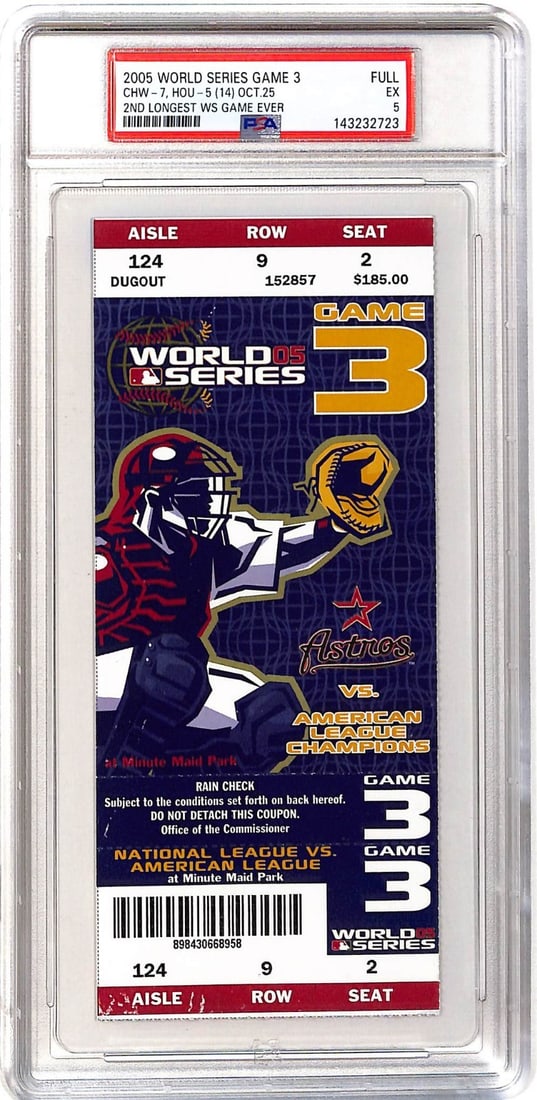 2005 World Series Game 3 Ticket PSA Excellent Grade White Sox Astros (1 of 2)