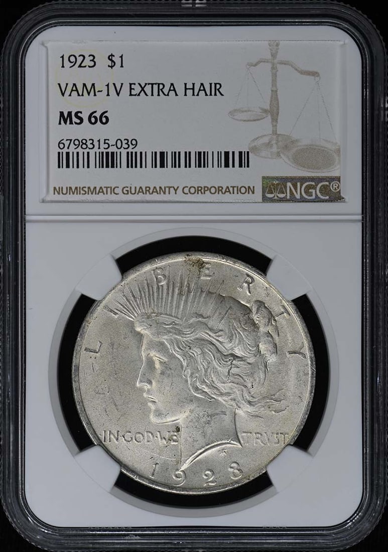 1923 Peace Dollar VAM-1V Extra Hair NGC MS66 (1 of 4)