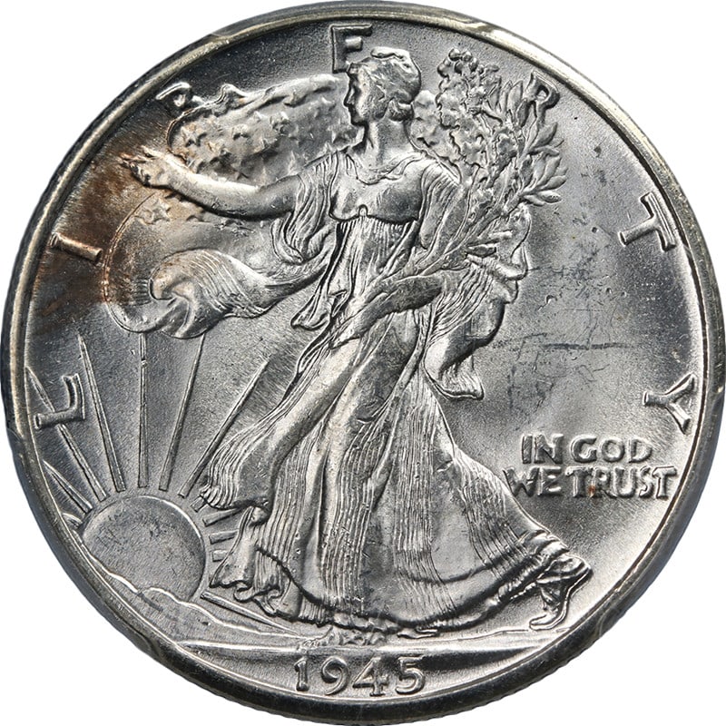 PCGS MS64 Plus 1945 D Walking Liberty Half Dollar Silver (1 of 4)