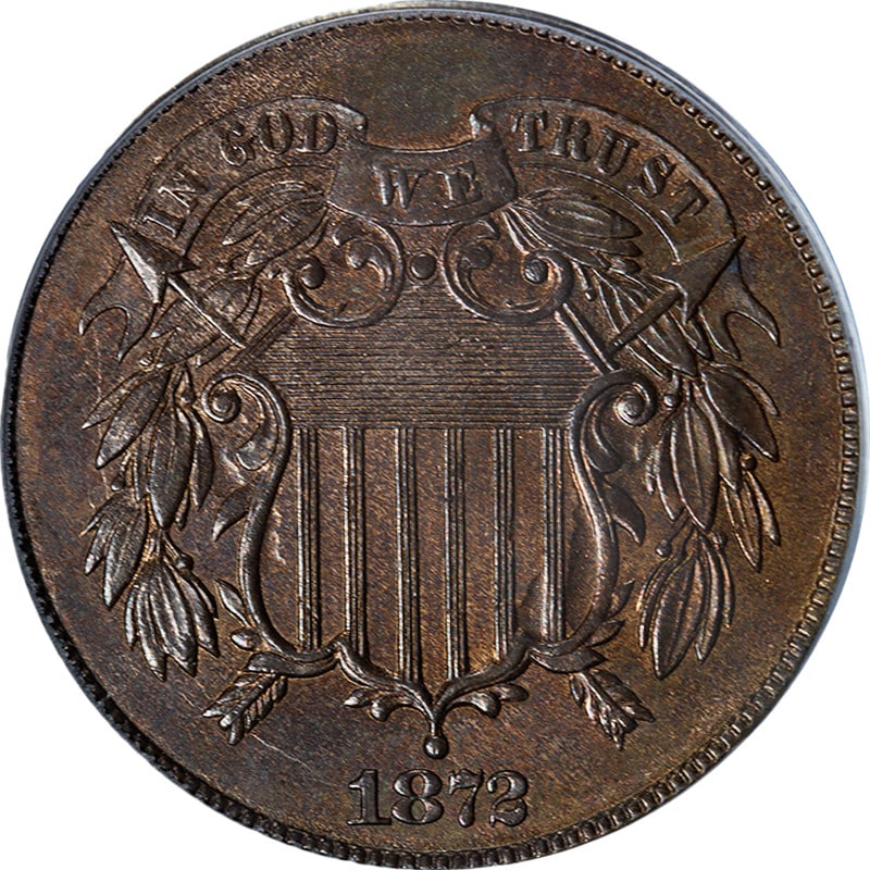 PCGS MS63 RB 1872 Two Cent Copper Coin OGH Key Date (1 of 4)