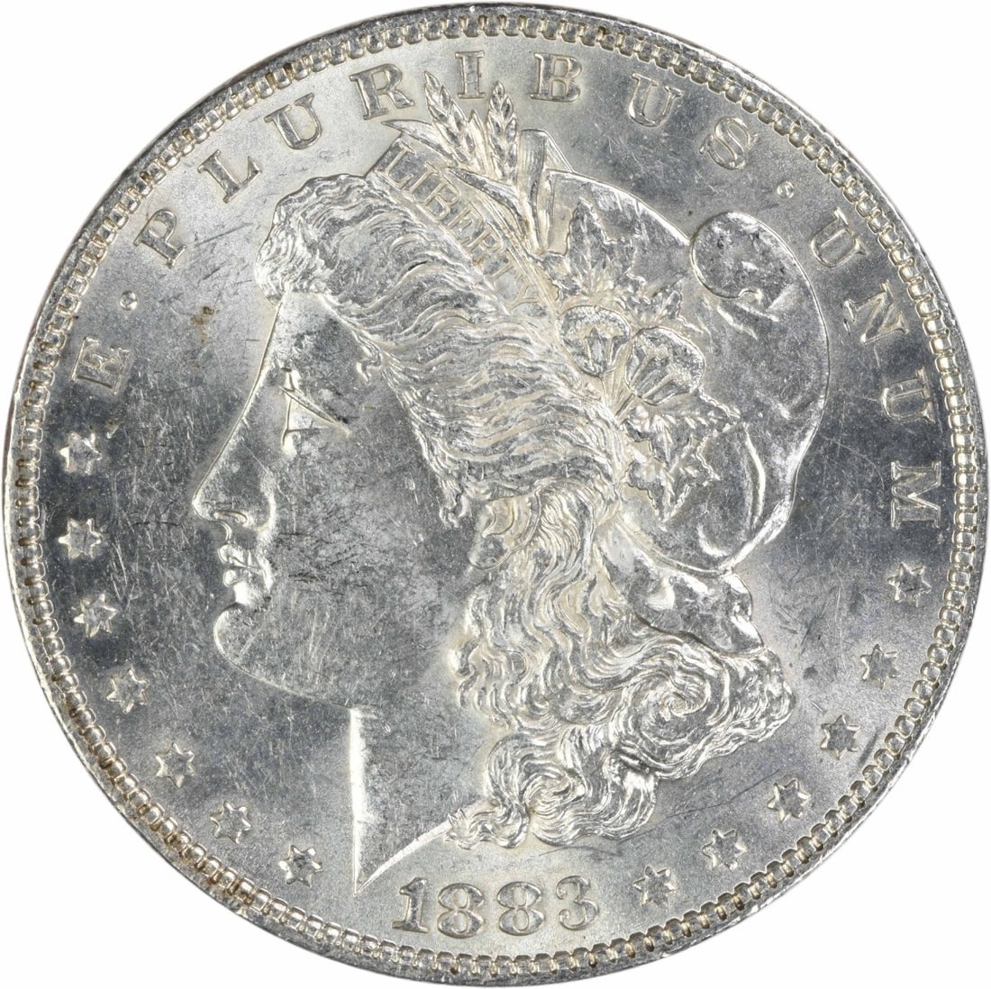1883 Philadelphia Morgan $1 Silver Dollar AU Uncertified: 1883 Philadelphia Morgan $1 Silver Dollar AU Uncertified This 1883 Morgan Silver Dollar is an attractive example from the Philadelphia Mint, struck in 90% silver and 10% copper. Designed by George T. 