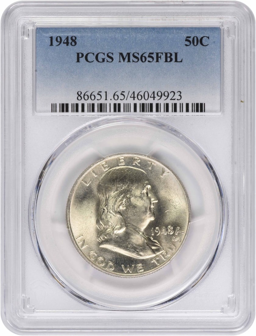 1948 Franklin Half Dollar MS65FBL PCGS Uncirculated Silver Coin (1 of 2)
