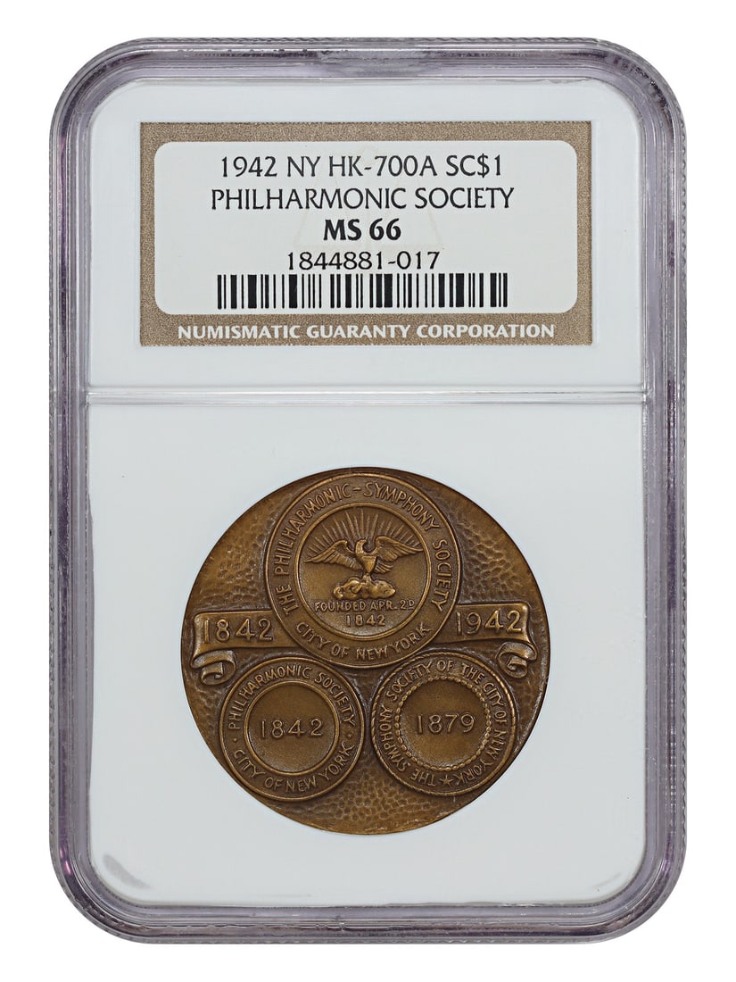 1942 HK-700a Bronze So-Called Dollar NGC MS66BN Certified Medal (1 of 4)