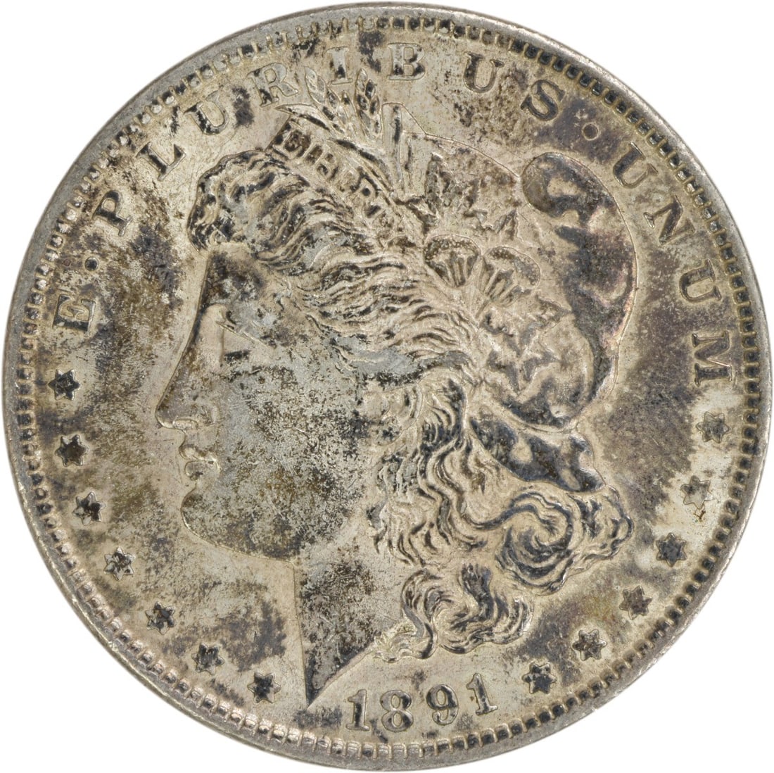 1891 Morgan Silver Dollar AU Uncertified Coin by George T Morgan: 1891 Morgan Silver Dollar AU Uncertified Coin by George T Morgan This 1891 Morgan Silver Dollar is a remarkable piece of numismatic history, showcasing the artistry of designer George T. Morgan.