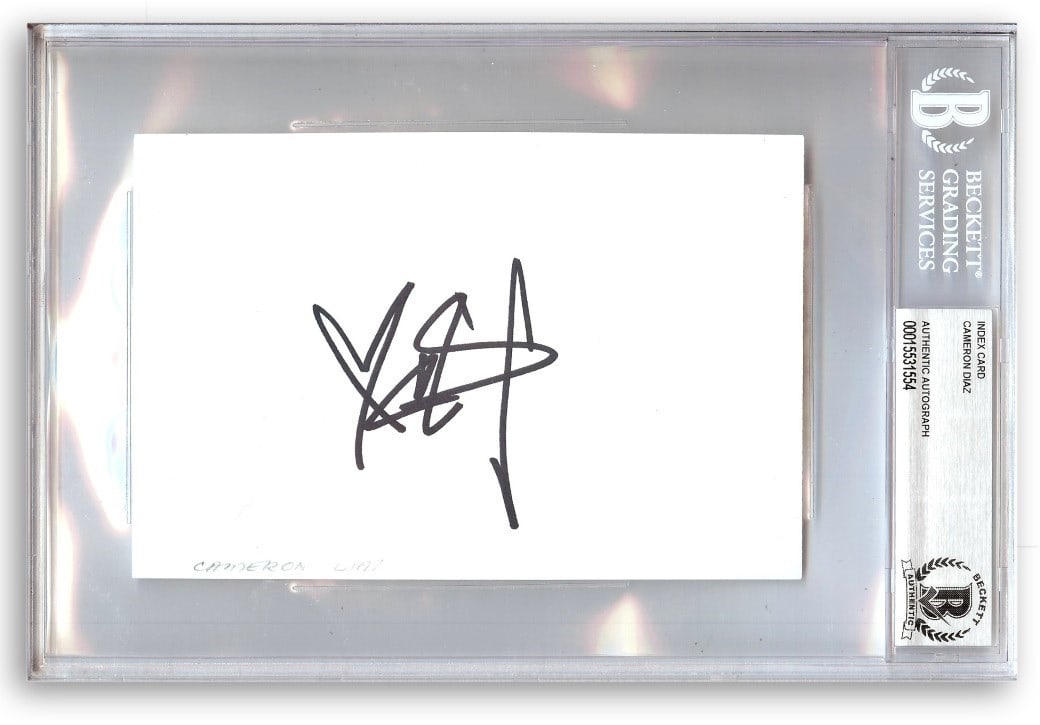 Beckett Authenticated Cameron Diaz Signed Index Card in 6x9 Slab Case (1 of 1)