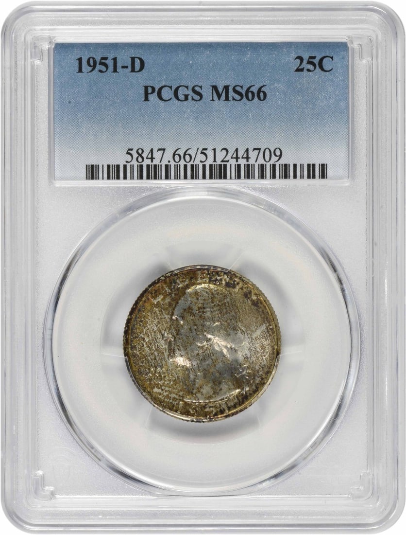 1951-D Washington Quarter MS66 PCGS Uncirculated 90% Silver Coin (1 of 2)