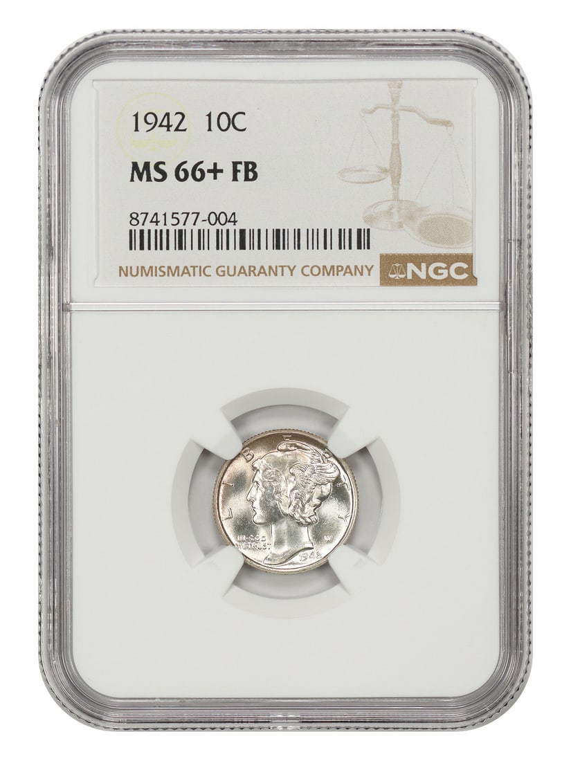 1942 Philadelphia Mercury Dime NGC MS66+FB (1 of 4)