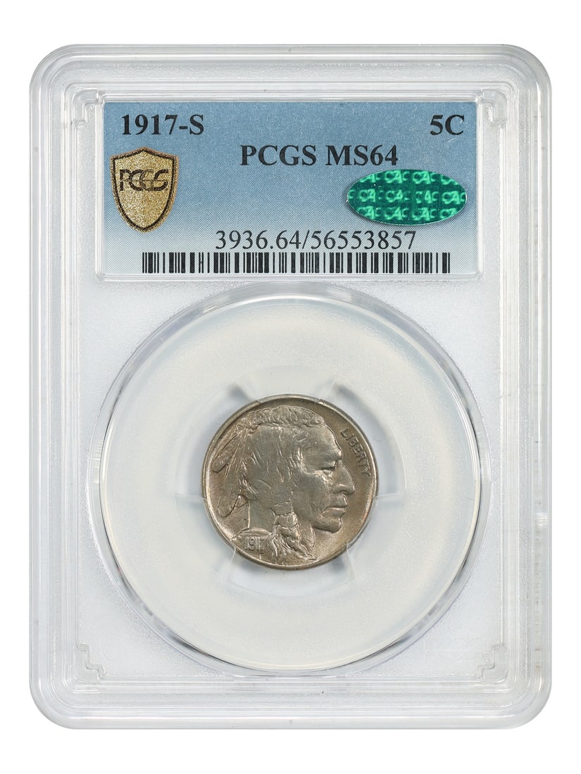 1917-S San Francisco Buffalo Nickel PCGS CAC MS64 (1 of 5)