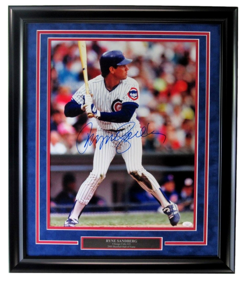 Framed 16x20 Ryne Sandberg Cubs autograph JSA authenticated photo (1 of 5)