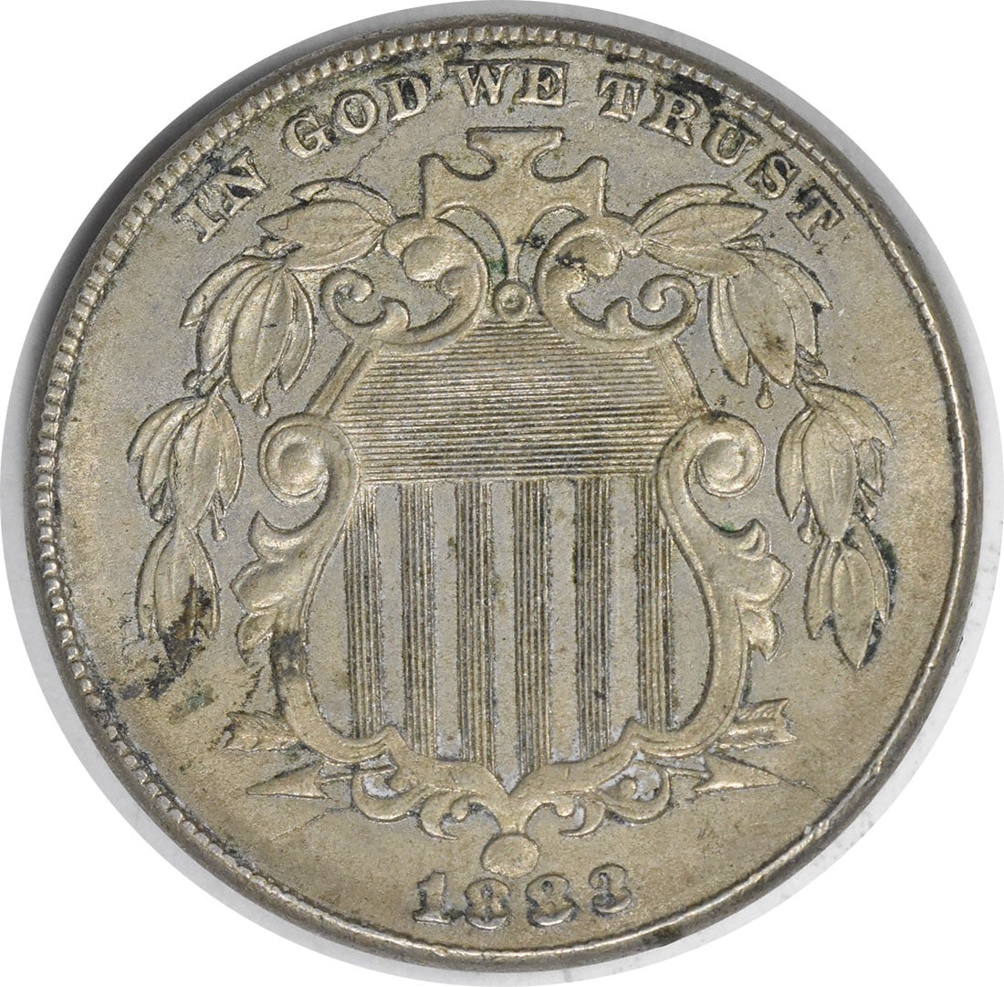 1883 Shield Nickel AU James Barton Longacre 5C Philadelphia (1 of 2)