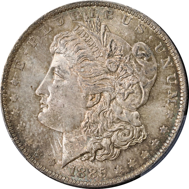 PCGS MS63 1885-O Morgan Dollar with Toned Silver Finish (1 of 4)