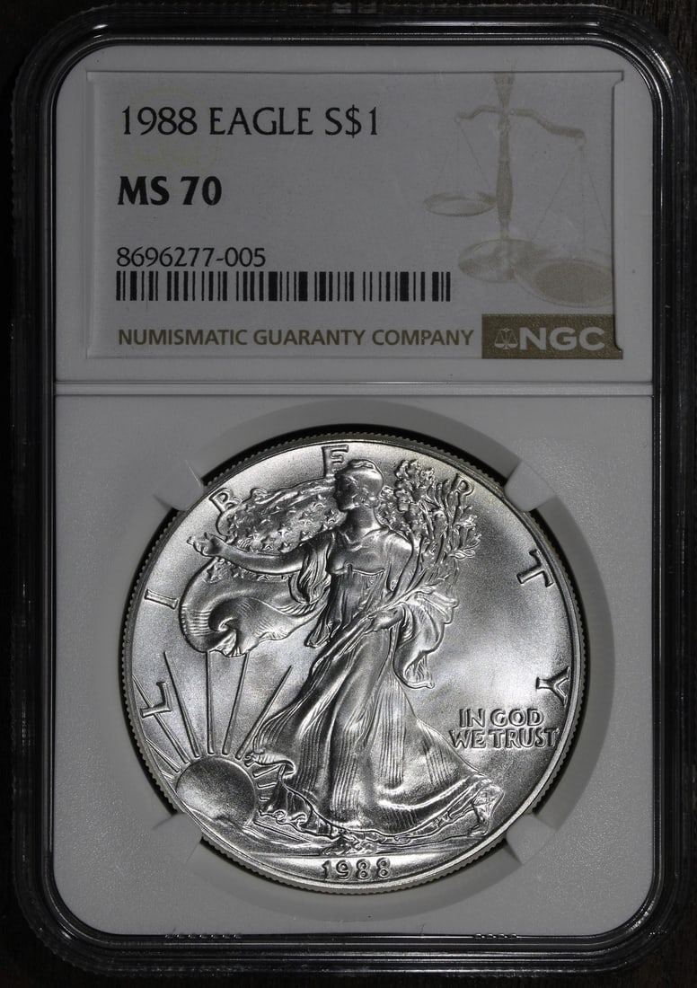 NGC MS70 1988 Silver Eagle Dollar Coin (1 of 2)