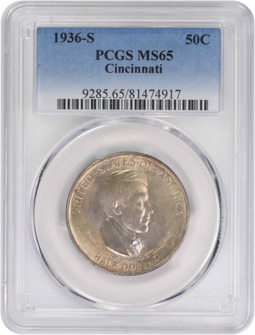 1936-S Cincinnati Commemorative Silver Half Dollar MS65 PCGS (1 of 2)