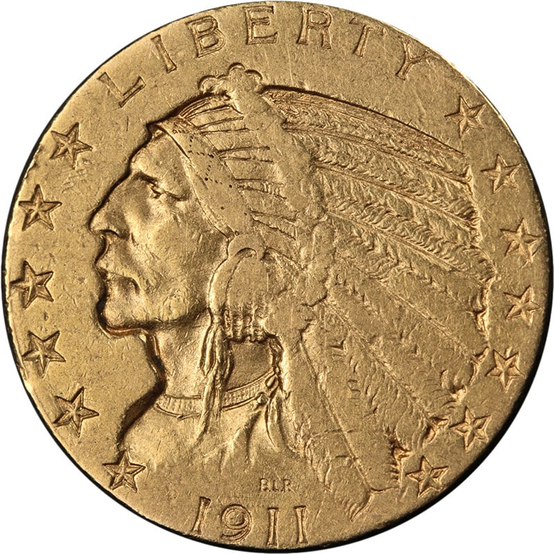 1911 San Francisco Mint Indian Head Five Dollar Gold Coin VF: 1911 San Francisco Mint Indian Head Five Dollar Gold Coin VF This 1911-S Indian Gold $5 coin from the United States features attractive eye appeal and a well-defined strike. The coin displays nice col