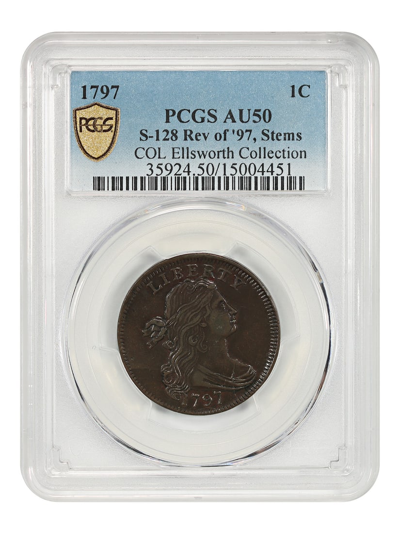 PCGS AU50 1797 Draped Bust Cent S-128 Rev of 97 (1 of 4)