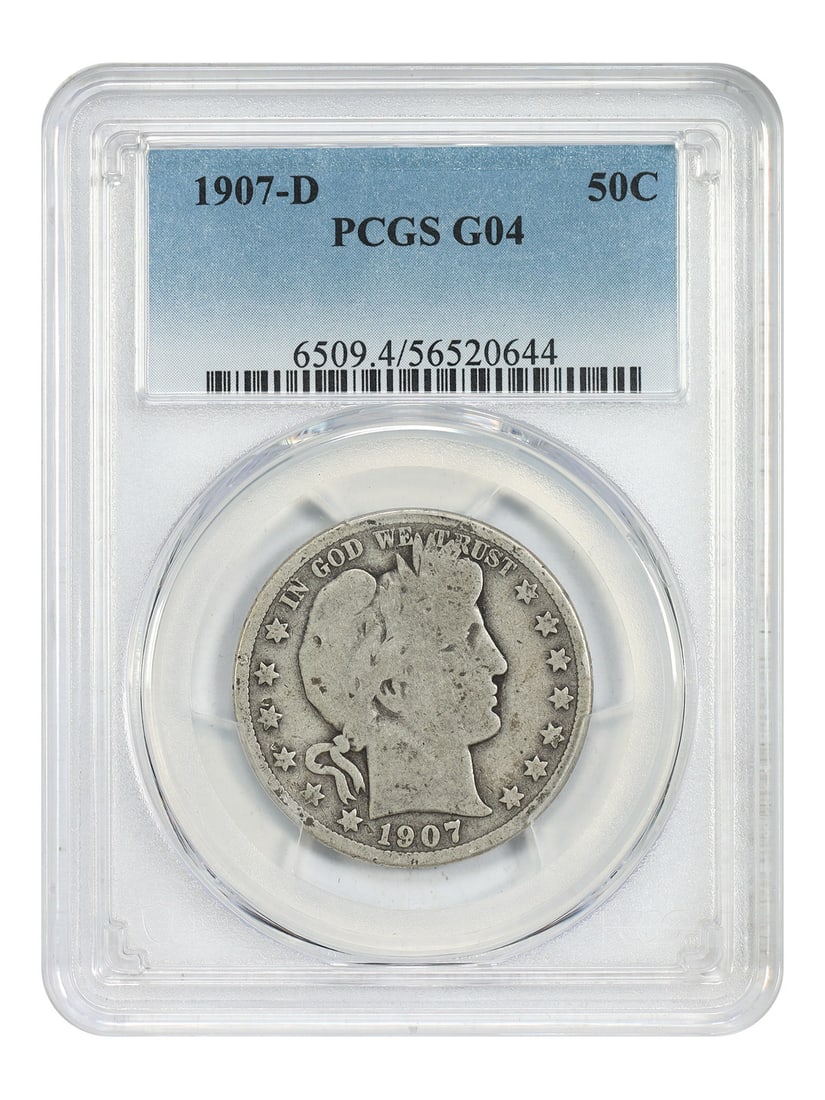 Barber Half Dollar 1907 Denver PCGS Graded Good 4 (1 of 4)