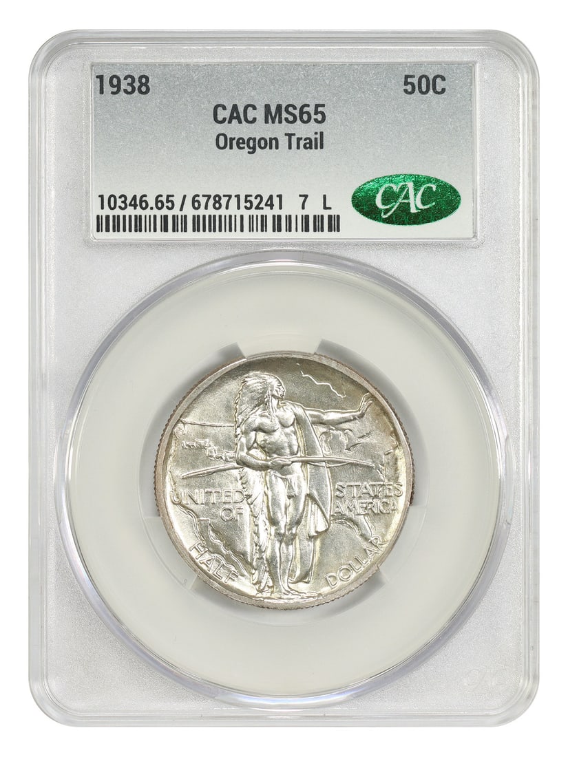 1938 Oregon Trail 50C CACG MS65 Silver Commemorative (1 of 4)
