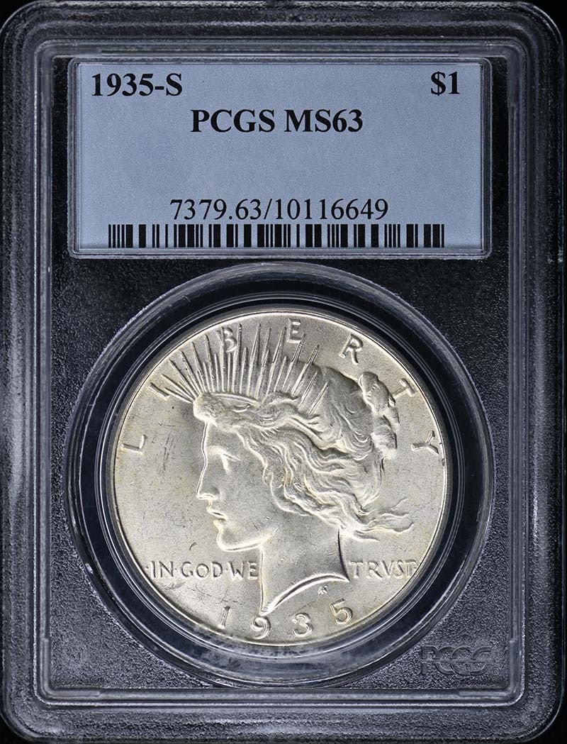 PCGS MS63 1935-S San Francisco Peace Dollar (1 of 2)