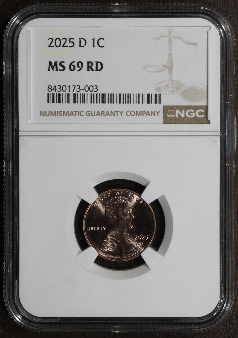 NGC MS69 2025-D Lincoln Shield Copper Cent (1 of 2)