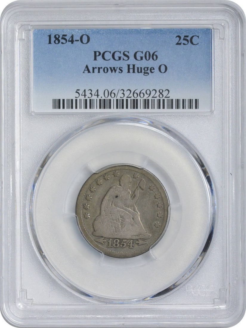 1854-O Liberty Seated Quarter G Certified PCGS 90% Silver 25C (1 of 3)