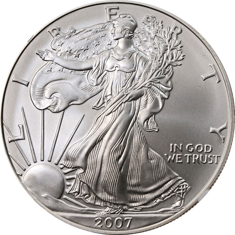 NGC MS70 Burnished 2007-W Silver Eagle Dollar (1 of 4)