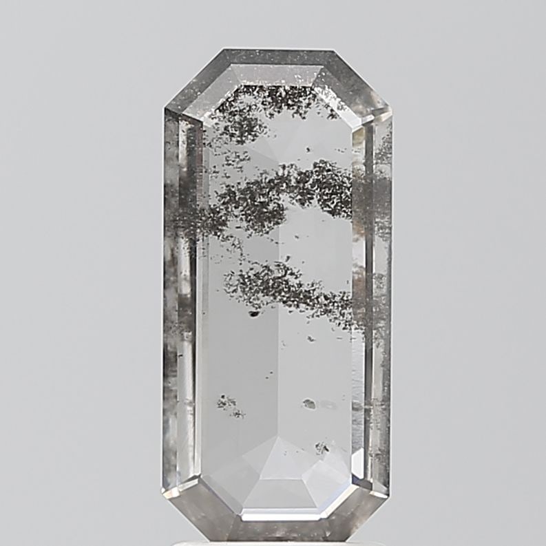 Loose Diamond - EMERALD 1.73ct Salt and Pepper I2: Loose Diamond - EMERALD 1.73ct Salt and Pepper I2 Source: This is a real non-mined Diamond that has been grown in a lab Shape: EMERALD Carats: 1.73 Color: Salt and Pepper Certification: NONE Video:
