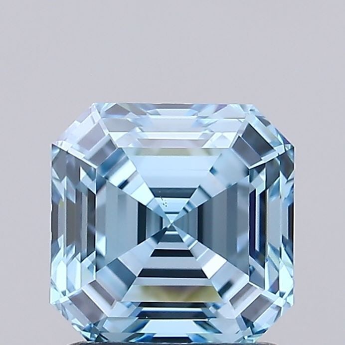 Loose Diamond - ASSCHER 1.54ct Fancy Intense Blue VS1: Loose Diamond - ASSCHER 1.54ct Fancy Intense Blue VS1 Source: This is a real non-mined Diamond that has been grown in a lab Shape: ASSCHER Carats: 1.54 Color: Fancy Intense Blue Certification: IGI Vid