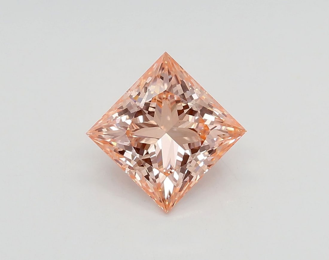 Loose Diamond - PRINCESS 1.4ct Fancy Intense Orangey Pink VS1: Loose Diamond - PRINCESS 1.4ct Fancy Intense Orangey Pink VS1 Source: This is a real non-mined Diamond that has been grown in a lab Shape: PRINCESS Carats: 1.4 Color: Fancy Intense Orangey Pink Certif
