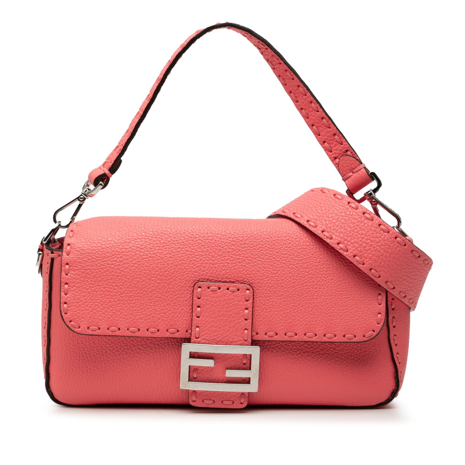 Pink Fendi Selleria Baguette leather satchel with detachable strap (1 of 7)