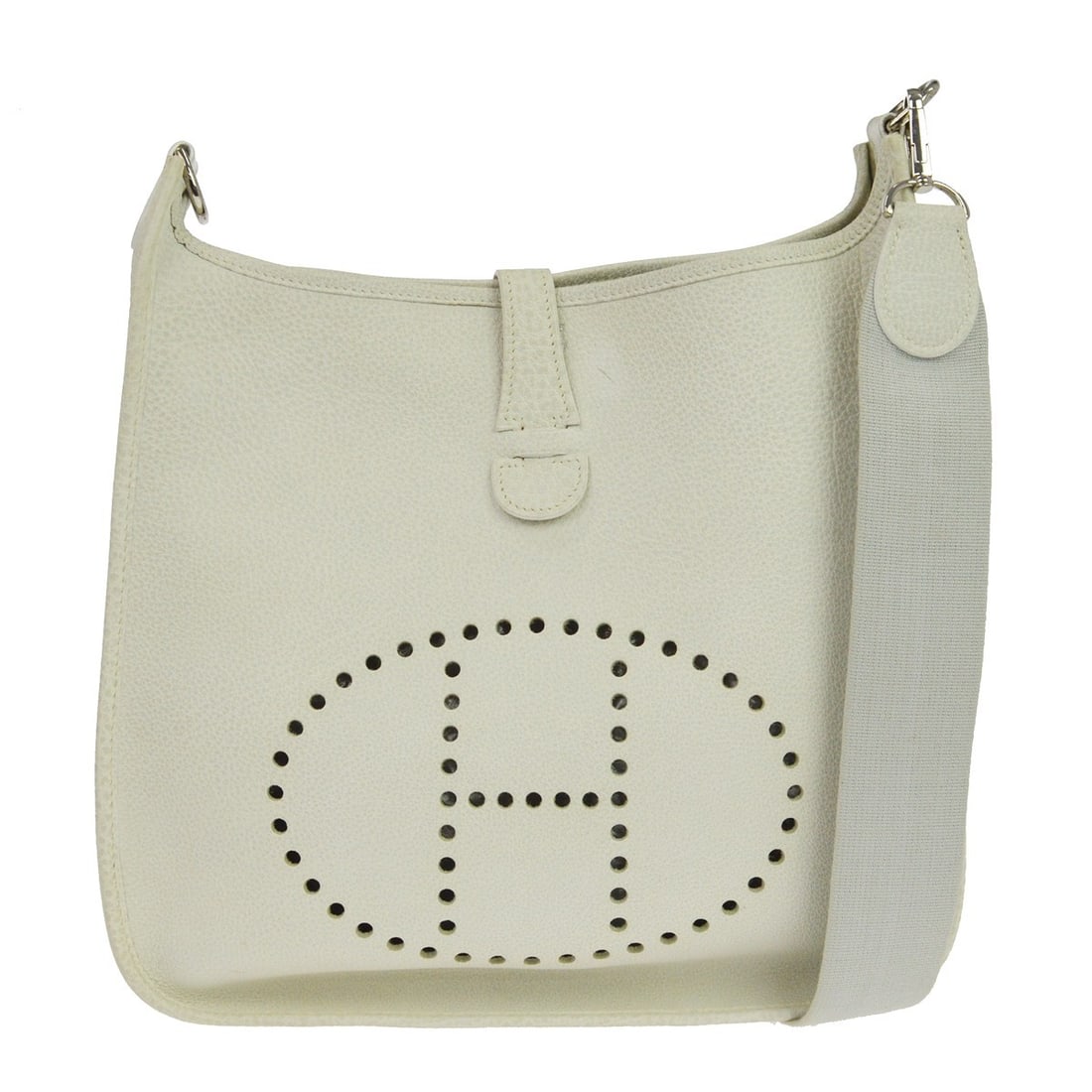 Hermes Evelyne Gen I White Dalmatian Leather Shoulder Bag (1 of 8)