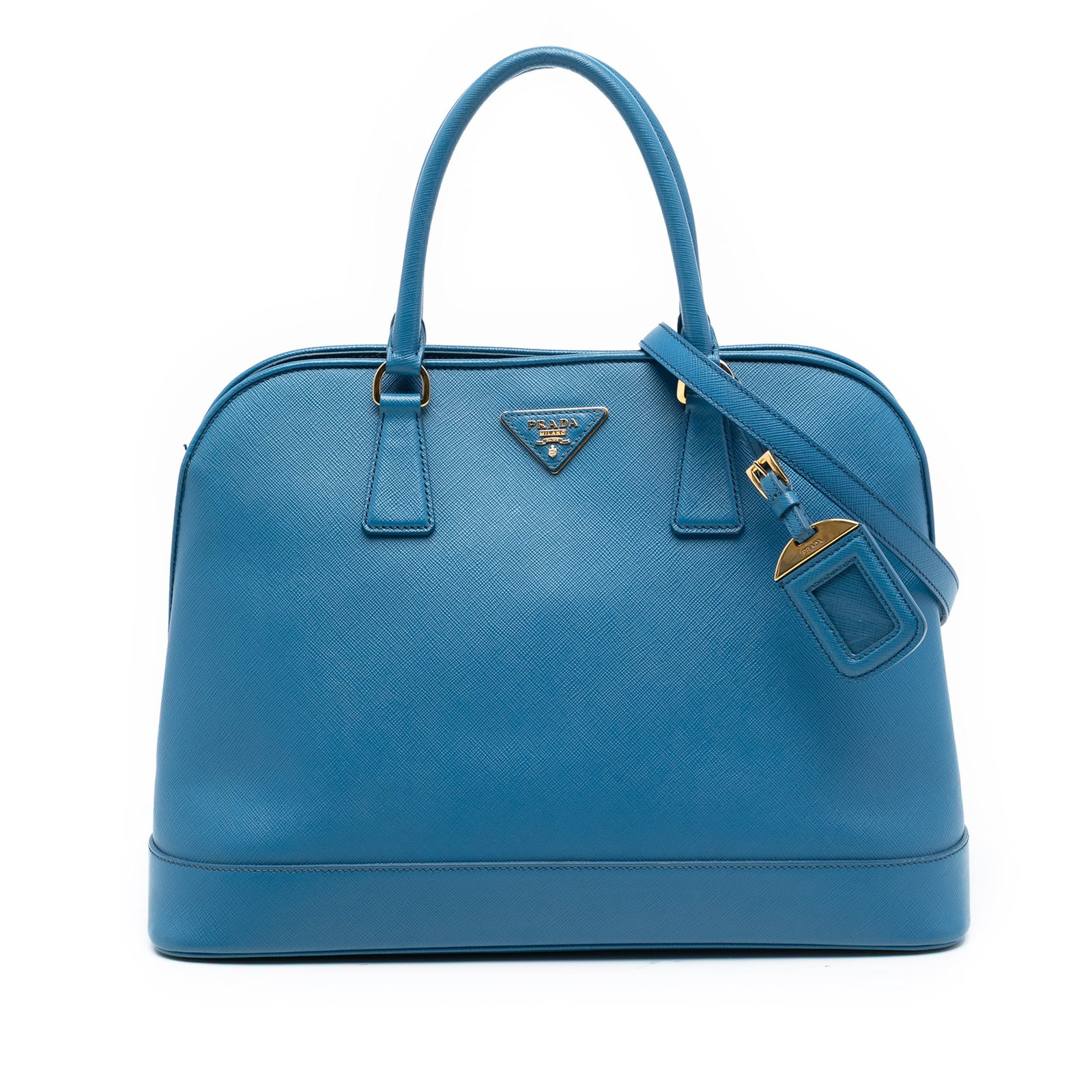 Prada Blue Saffiano Lux Leather Large Promenade Top Handle Satchel (1 of 6)