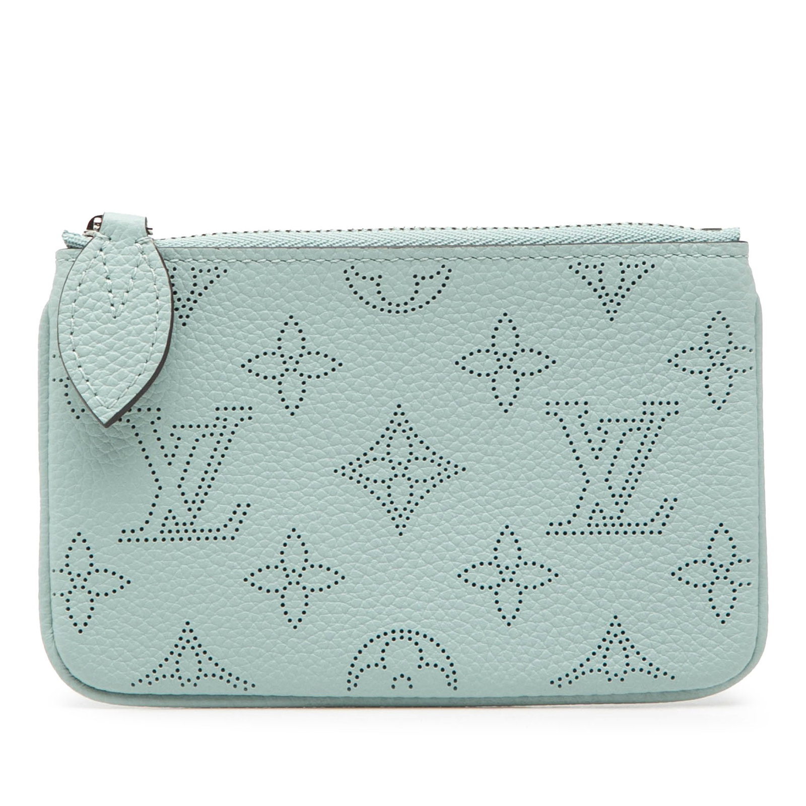 Louis Vuitton Mahina leather Pochette Cles blue zip pouch: Louis Vuitton Mahina leather Pochette Cles blue zip pouch This Louis Vuitton Monogram Mahina Pochette Cles is crafted from mahina leather in blue and features a top zip closure. The compact design is 