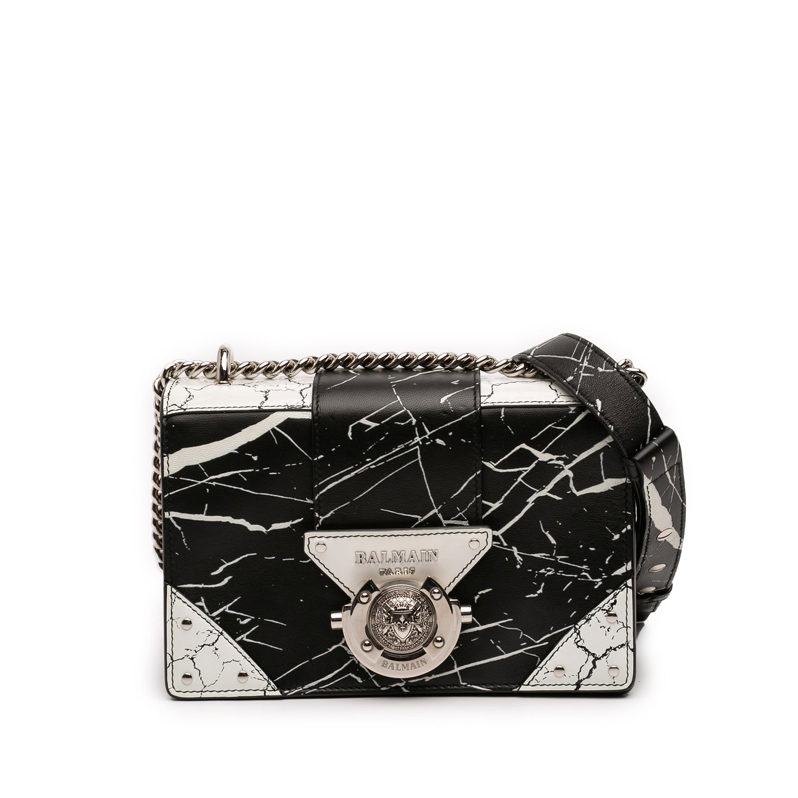 Balmain printed leather crossbody bag chain strap (1 of 10)