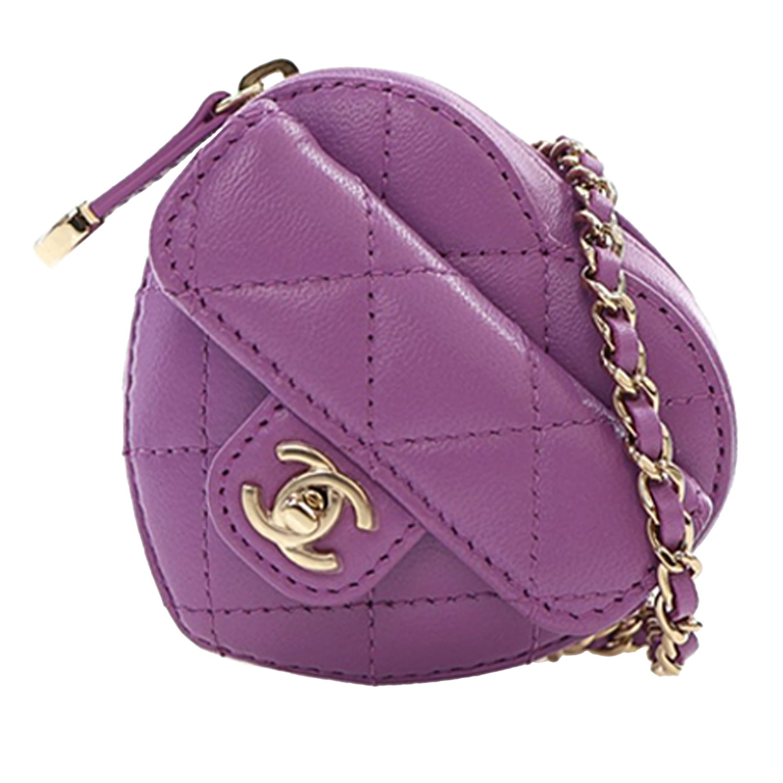 Chanel Purple Lambskin Heart Crossbody Bag CC In Love (1 of 15)